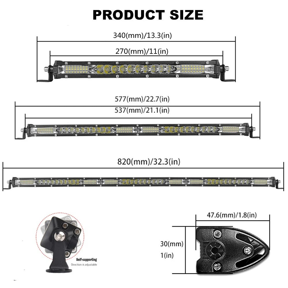 Slim Spot Flood LED Bar Off Road 12V 24V LED Light Bar/Work Light For Car 4x4 Truck ATV SUV Boat lada Barra LED Lightbar