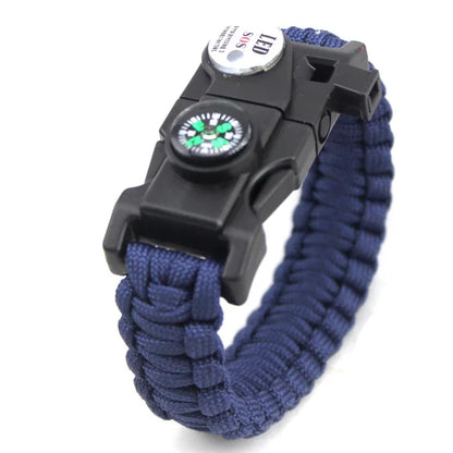 Braided Bracelet Men SOS LED Light Survival Bracelet Paracord Camping Hiking EDC Tool Emergency Compass Whistle