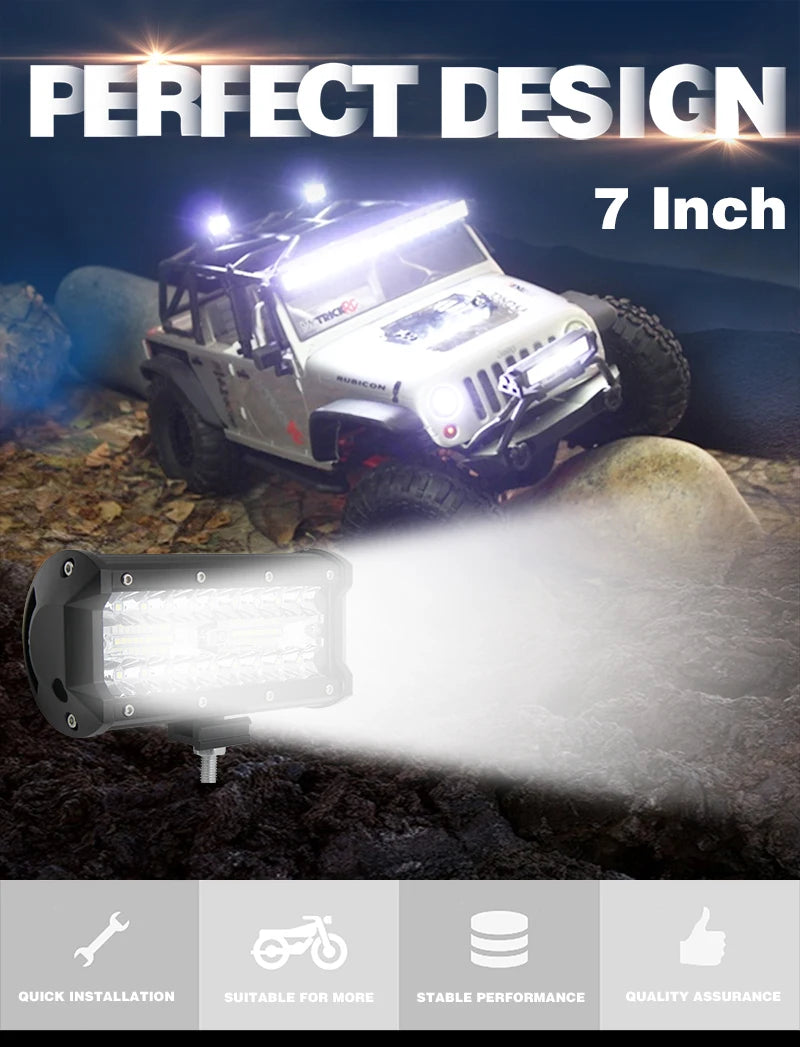 CO LIGHT 4" 2pcs 120W Led Work Light Bar 7'' for Tractor Boat Off-Road Truck Suv Atv Spot Flood Combo 12V 24V Led Working Lights