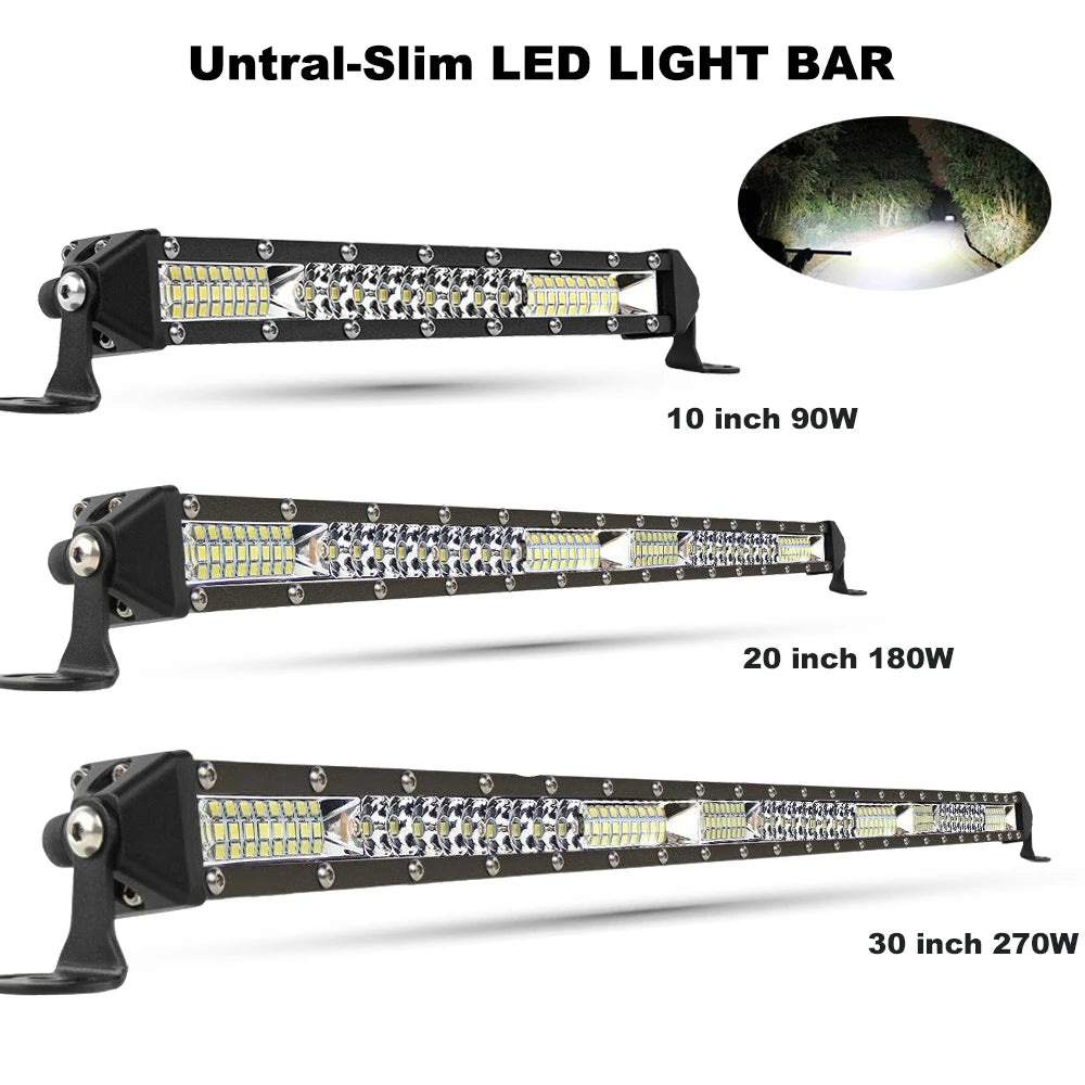 Slim Spot Flood LED Bar Off Road 12V 24V LED Light Bar/Work Light For Car 4x4 Truck ATV SUV Boat lada Barra LED Lightbar