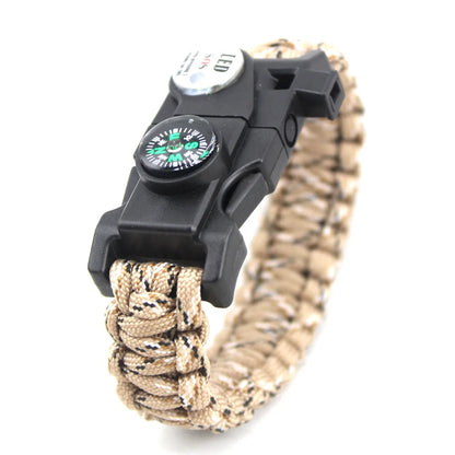 Braided Bracelet Men SOS LED Light Survival Bracelet Paracord Camping Hiking EDC Tool Emergency Compass Whistle