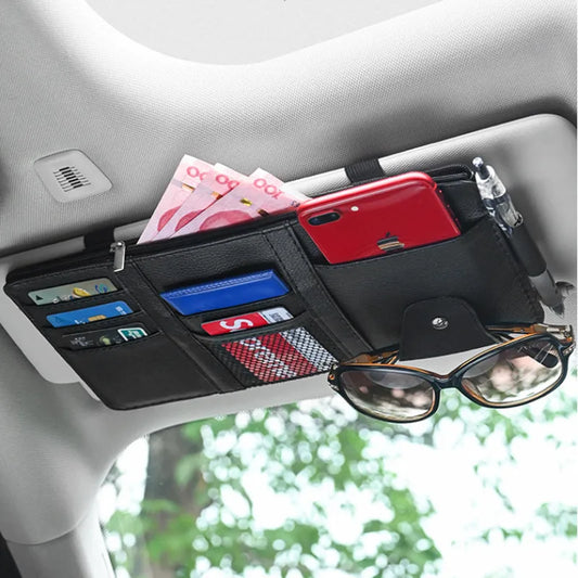 Car Sun Visor Bill Pen Business Card Holder CD DVD Organizer Storage Box Sunglasses Clip Stowing Tidying Car Accessories