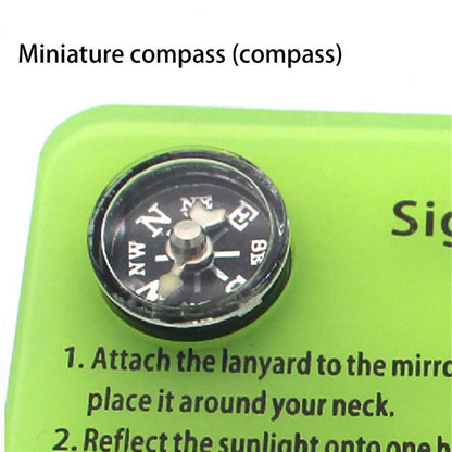 Signal Mirror with Compass Whistle Lanyard Portable Acrylic Emergency Rescue Survival Mirror SOS First Aid Accessories