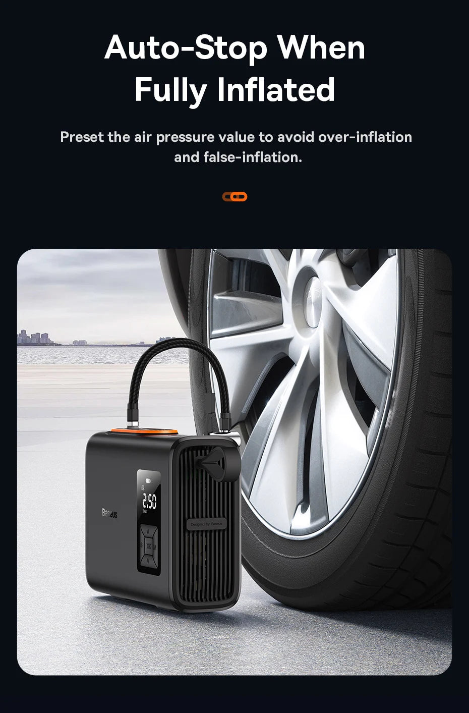 Baseus Wireless Air Compressor Inflatable Pump Dual Cylinder Electric Tire Inflator For Car Motorcycle Bicycle Tyre Air Pump