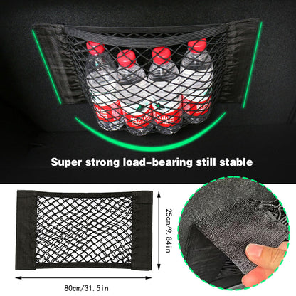 Car Back Rear Trunk Bag Organizer Mesh Net Auto Seat Back Storage Bag Pocket Universal Car Stowing Tidying Elastic String Net