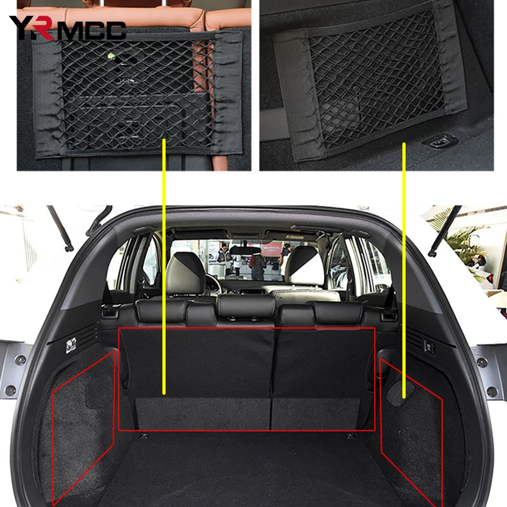 Car Back Rear Trunk Bag Organizer Mesh Net Auto Seat Back Storage Bag Pocket Universal Car Stowing Tidying Elastic String Net