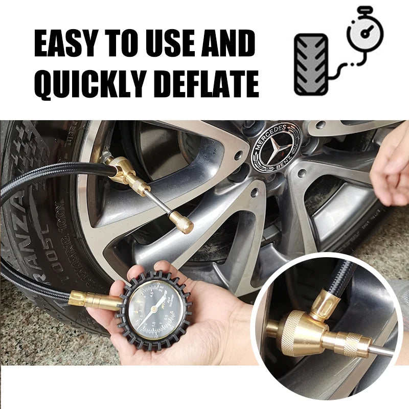 ATsafepro Tire Deflator Pressure Gauge 75Psi 2 in 1 Professional Rapid Deflate Special Chuck for 4X4 Large Offroad Tires on Jeep