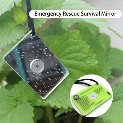 Signal Mirror with Compass Whistle Lanyard Portable Acrylic Emergency Rescue Survival Mirror SOS First Aid Accessories