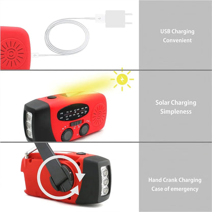 STONEGO Multifunctional FM Radio Outdoor Emergency Hand-crank Generator Solar Mobile Phone Charging Lighting Table Lamp