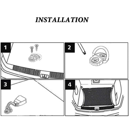 4set Cargo Net Floor Hook Accessories Rear Trunk Boot Cargo Floor Net Tie Down Hook Ring Loop Hanging Flat Screen Net Fixing Kit