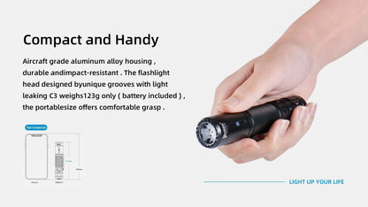 WUBEN C3 LED Flashlight Type-C Rechargeable High-powerful Troch Light 1200LM With Battery Waterproof Camping Lantern