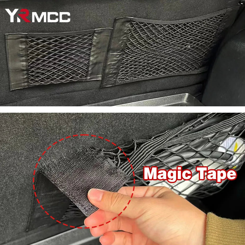 Car Back Rear Trunk Bag Organizer Mesh Net Auto Seat Back Storage Bag Pocket Universal Car Stowing Tidying Elastic String Net