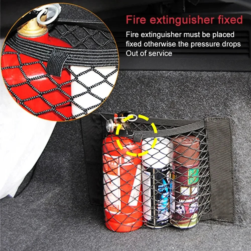 40x25cm/50x25cm Car Back Rear Trunk Organizer Net Mesh Seat Elastic String Magic Sticker Universal Storage Bag Pocket