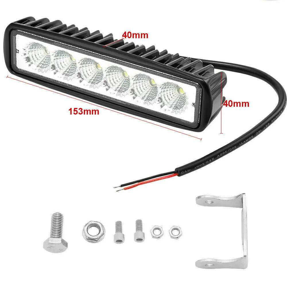 2PCS 18w 6 LED Car Work Light DRL Spotlight High Bright Waterproof Auto Offroad SUV Truck Headlights Driving Lamp 12V 24V 6000K