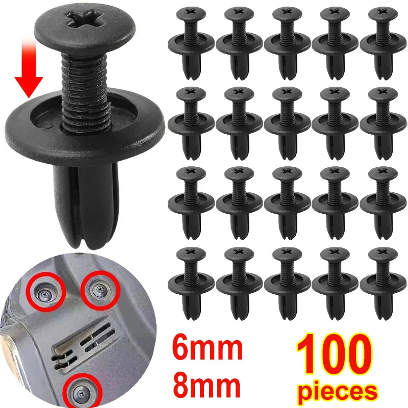 8mm/6mm Plastic Rivets Fasteners Screw Car Fender Bumper Screws Clips Rivets Auto 8mm Hole Plastic Push Pin Clip Car Accessories