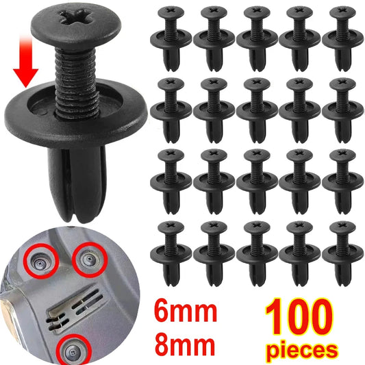 8mm/6mm Plastic Rivets Fasteners Screw Car Fender Bumper Screws Clips Rivets Auto 8mm Hole Plastic Push Pin Clip Car Accessories