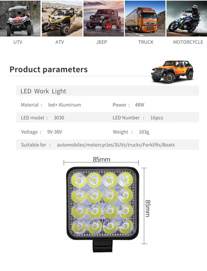 4 PCS 12V LED Light Bar Mini LED Work Light Off Road Spotlight for Jeep Truck 4X4 Car SUV ATV Barra LED Headlights