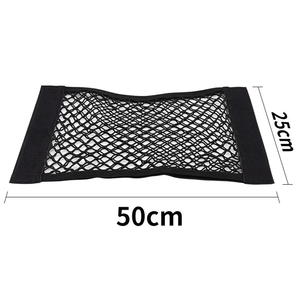 40x25cm/50x25cm Car Back Rear Trunk Organizer Net Mesh Seat Elastic String Magic Sticker Universal Storage Bag Pocket