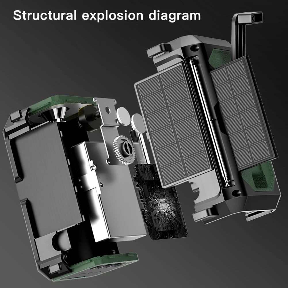 12000mAh AM/FM/NOAA Weather Radio with 2 Solar Panels Solar Hand Crank Portable Emergency Radio Reading Lamp for Outdoor Camping