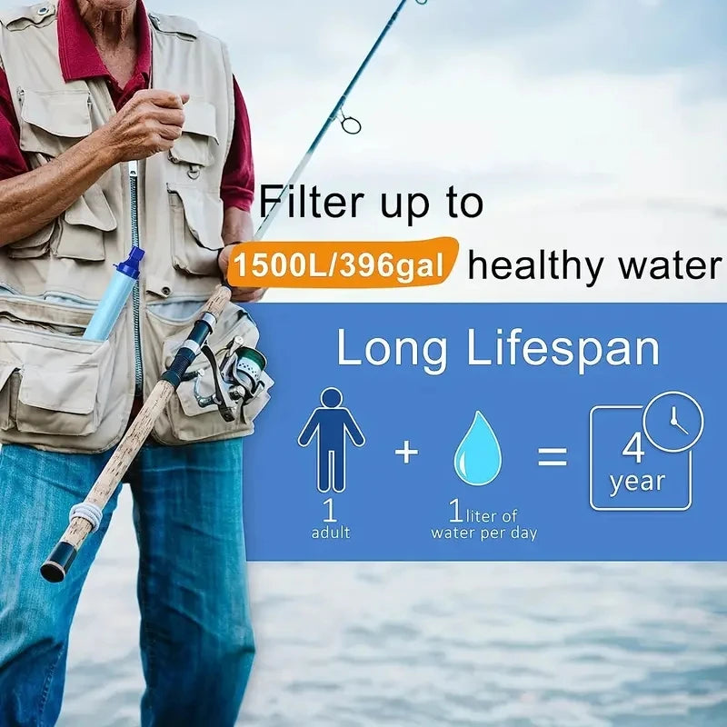 1pc Outdoor Water Filter, Personal Straw Water Filtration System, Emergency Survival Water Purifier For Camping Hiking Climbing