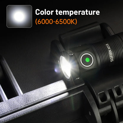 Sofirn Mini SC13 SST40 LED 1300lm Tactical 18350 Rechargeable Flashlight 6000K Keychain Emergency Torch Led Light with Magnetic