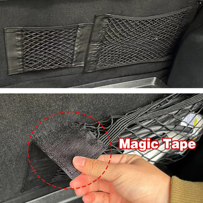 Car Back Rear Trunk Bag Organizer Mesh Net Auto Seat Back Storage Bag Pocket Universal Car Stowing Tidying Elastic String Net