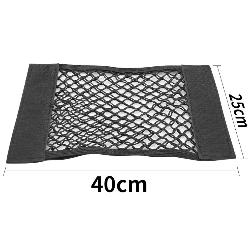 40x25cm/50x25cm Car Back Rear Trunk Organizer Net Mesh Seat Elastic String Magic Sticker Universal Storage Bag Pocket