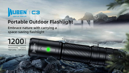 WUBEN C3 LED Flashlight Type-C Rechargeable High-powerful Troch Light 1200LM With Battery Waterproof Camping Lantern