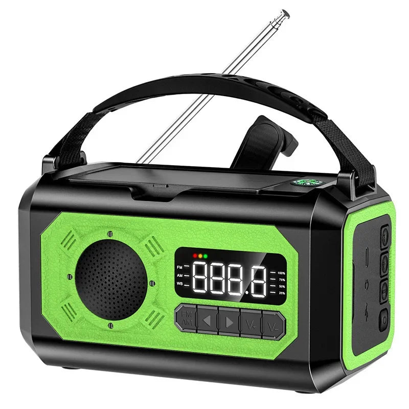 12000mAh AM/FM/NOAA Weather Radio with 2 Solar Panels Solar Hand Crank Portable Emergency Radio Reading Lamp for Outdoor Camping