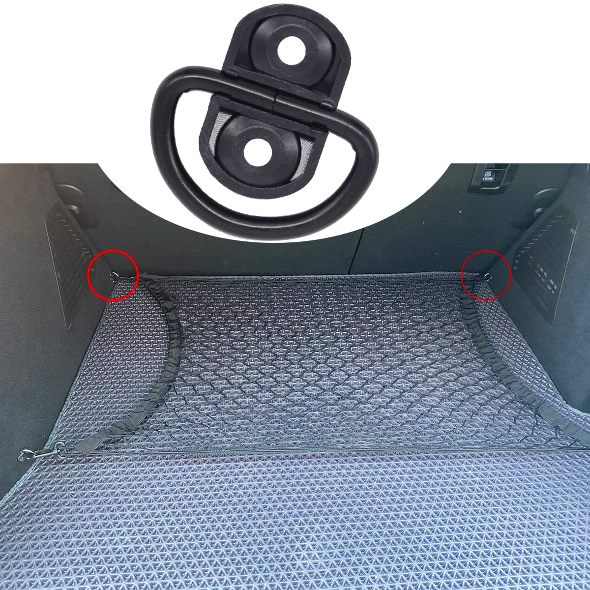 4set Cargo Net Floor Hook Accessories Rear Trunk Boot Cargo Floor Net Tie Down Hook Ring Loop Hanging Flat Screen Net Fixing Kit