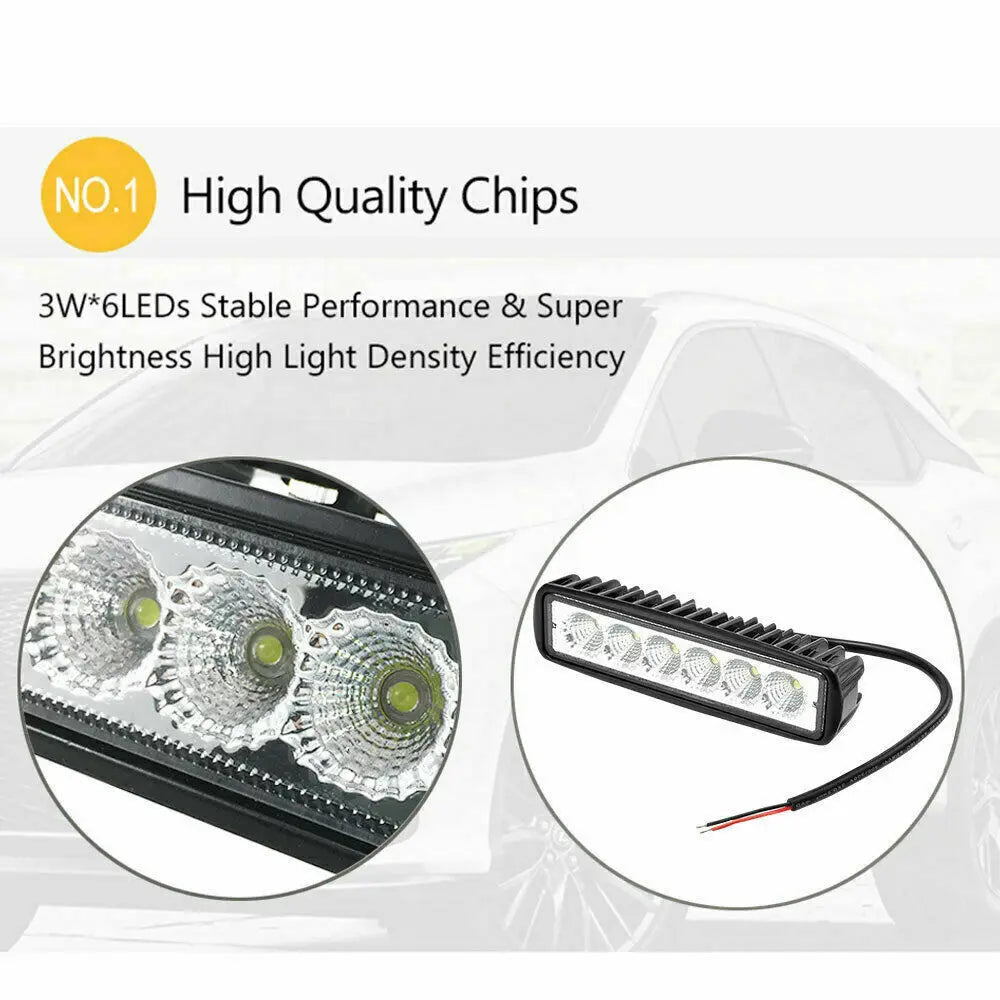 2PCS 18w 6 LED Car Work Light DRL Spotlight High Bright Waterproof Auto Offroad SUV Truck Headlights Driving Lamp 12V 24V 6000K