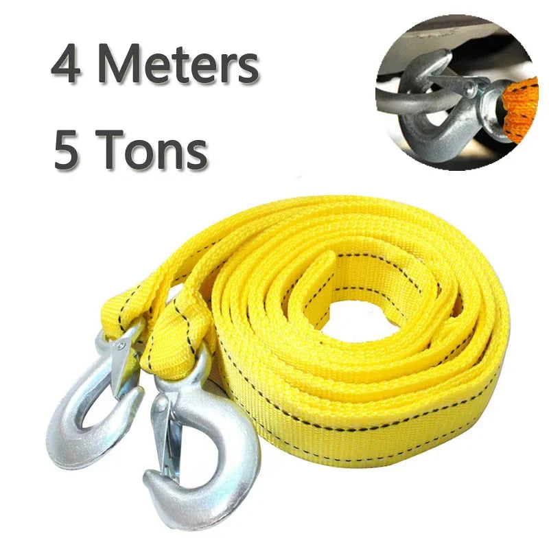 1 Pcs 4M Car Tow Cable Heavy Duty 5 Ton Trailer Rope Towing Pull Rope Strap Hooks Van Road Recovery Car Accessories