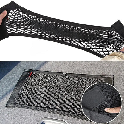 40x25cm/50x25cm Car Back Rear Trunk Organizer Net Mesh Seat Elastic String Magic Sticker Universal Storage Bag Pocket