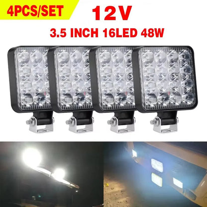 4 PCS 12V LED Light Bar Mini LED Work Light Off Road Spotlight for Jeep Truck 4X4 Car SUV ATV Barra LED Headlights